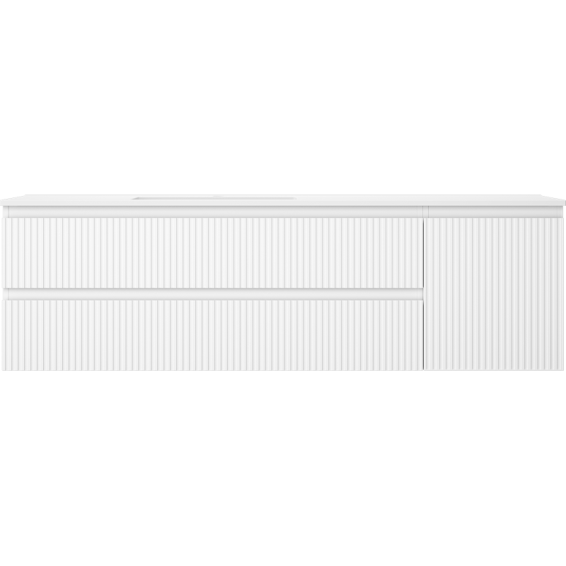 Mexen Rivel meuble de salle de bain 160 cm avec lavabo Otis gauche, 2S, 1D, rainuré, blanc mat - 91A23-16047-3-BBFFF01-W18L01