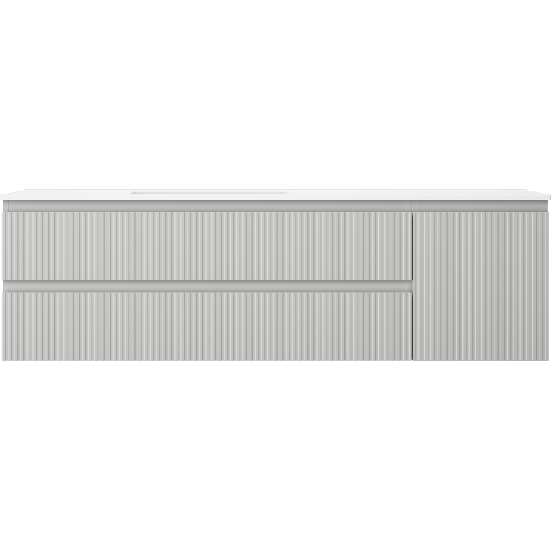 Mexen Rivel armoire de salle de bain 160 cm avec lavabo Otis gauche, 2S, 1D, cannelée, gris mat/blanc mat