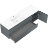 Mexen Rivel armoire de salle de bain 160 cm avec lavabo Otis gauche, 2S, 1D, rainurée, graphite/blanc mat