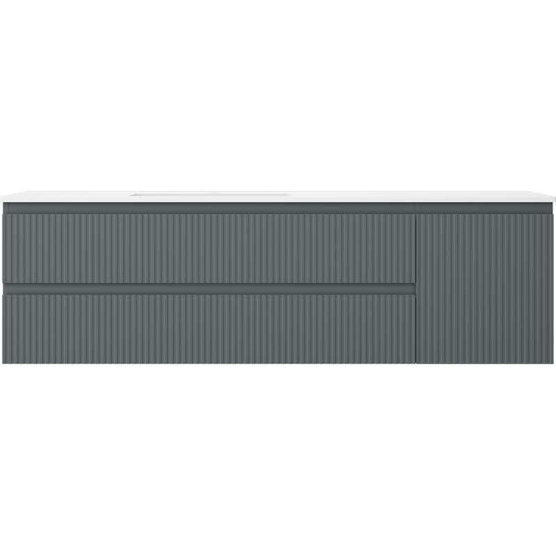 Mexen Rivel armoire de salle de bain 160 cm avec lavabo Otis gauche, 2S, 1D, rainurée, graphite/blanc mat