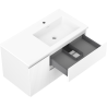 Mexen Rivel armoire de salle de bain 90 cm avec lavabo Otis à droite, 2S, 1D, rainurée, blanc mat