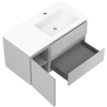 Mexen Rivel meuble de salle de bain 90 cm avec lavabo Otis à droite, 2S, 1D, rainuré, gris mat/blanc mat