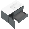 Mexen Rivel meuble de salle de bain 90 cm avec lavabo Otis à droite, 2S, 1D, rainuré, graphite/blanc mat