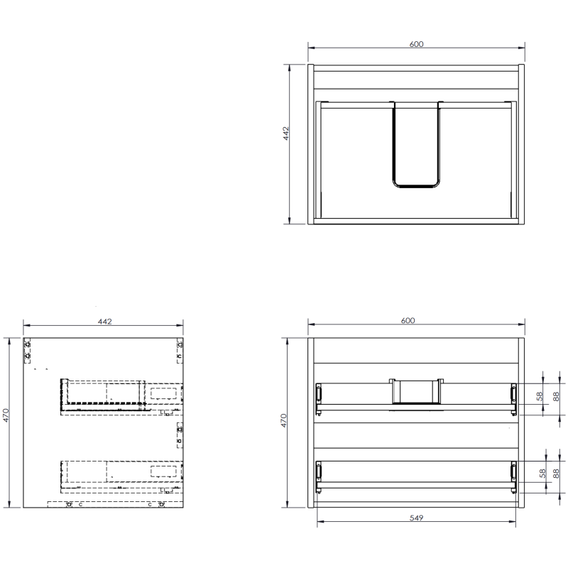 Mexen Rivel meuble-lavabo 90 cm avec lavabo Otis à droite, 2S, 1D, nervuré, noir mat - 91A23-09047-3-BBFFF71-W18P71