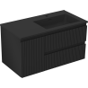 Mexen Rivel meuble-lavabo 90 cm avec lavabo Otis à droite, 2S, 1D, nervuré, noir mat - 91A23-09047-3-BBFFF71-W18P71