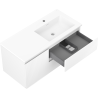 Mexen Rivel meuble de salle de bain 100 cm avec lavabo Otis à droite, 2S, 1D, rainuré, blanc mat - 91A23-10047-3-BBFFF01-W18P01
