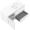 Mexen Rivel meuble de salle de bain 100 cm avec lavabo Otis à droite, 2S, 1D, rainuré, blanc mat - 91A23-10047-3-BBFFF01-W18P01