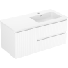 Mexen Rivel meuble de salle de bain 100 cm avec lavabo Otis à droite, 2S, 1D, rainuré, blanc mat - 91A23-10047-3-BBFFF01-W18P01
