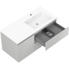 Mexen Rivel meuble de salle de bains 100 cm avec lavabo Otis à droite, 2S, 1D, rainuré, gris/blanc mat