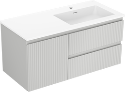 Mexen Rivel meuble de salle de bains 100 cm avec lavabo Otis à droite, 2S, 1D, rainuré, gris/blanc mat