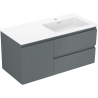 Mexen Rivel armoire de salle de bain 100 cm avec lavabo Otis à droite, 2 tiroirs, 1 porte, nervurée, graphite/blanc mat
