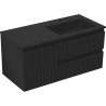 Mexen Rivel meuble de salle de bains 100 cm avec lavabo Otis droit, 2S, 1D, rainuré, noir mat - 91A23-10047-3-BBFFF71-W18P71