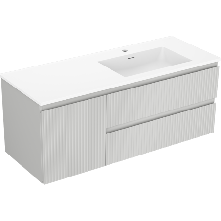 Mexen Rivel meuble de salle de bain 120 cm avec lavabo Otis à droite, 2S, 1D, rainuré, gris/blanc mat