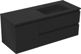 Mexen Rivel meuble de salle de bain 120 cm avec lavabo Otis à droite, 2S, 1D, rainuré, noir mat - 91A23-12047-3-BBFFF71-W18P71