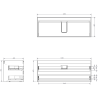 Mexen Rivel meuble de salle de bain 160 cm avec lavabo Otis à droite, 2S, 1D, rainuré, blanc mat - 91A23-16047-3-BBFFF01-W18P01