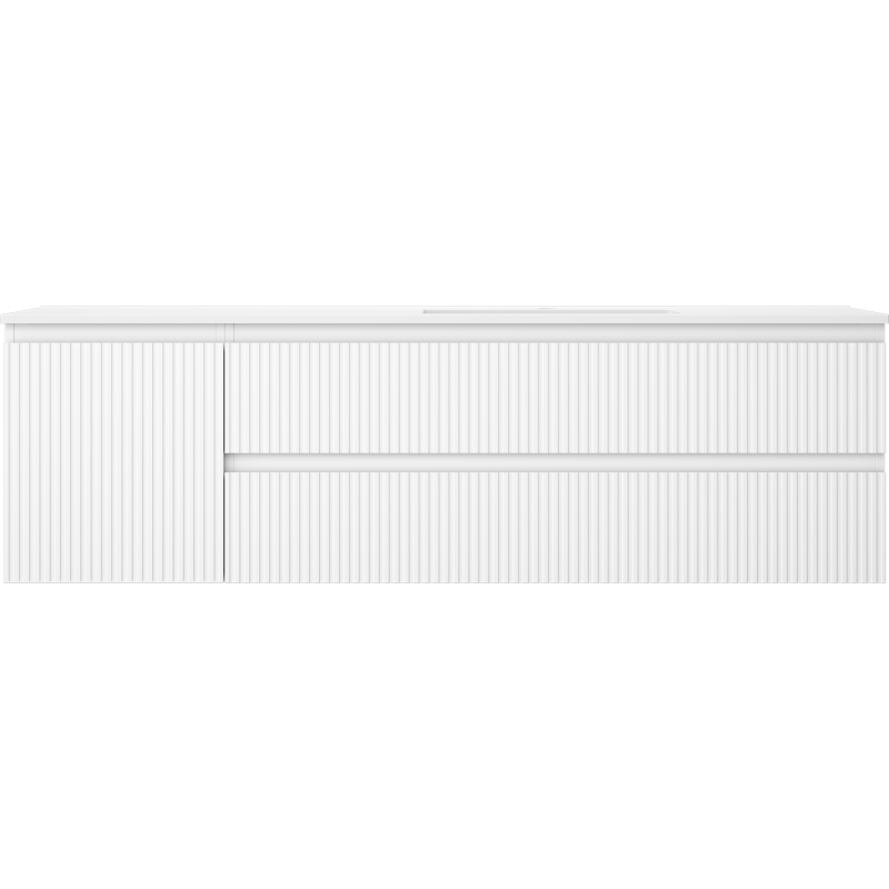 Mexen Rivel meuble de salle de bain 160 cm avec lavabo Otis à droite, 2S, 1D, rainuré, blanc mat - 91A23-16047-3-BBFFF01-W18P01