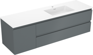 Mexen Rivel meuble de salle de bain 160 cm avec lavabo Otis à droite, 2S, 1D, rainuré, graphite/blanc mat