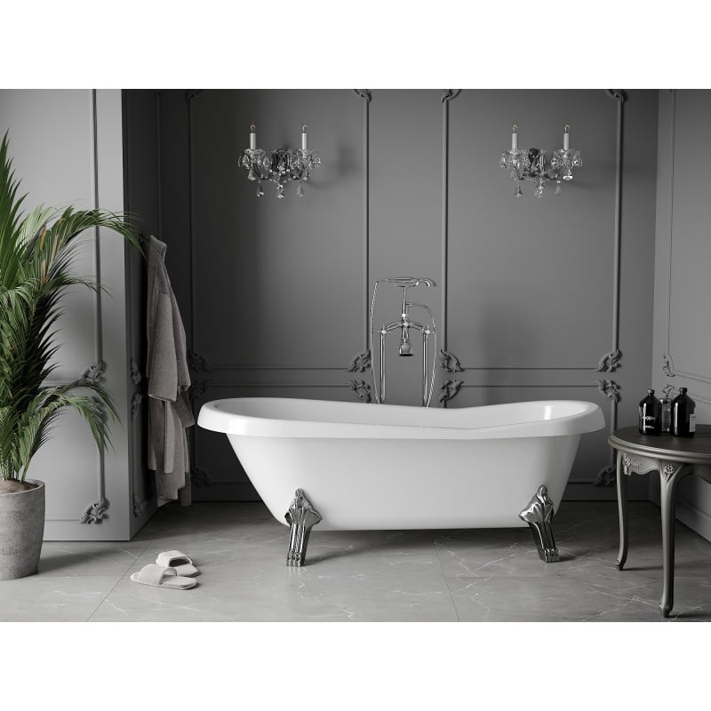 Mexen Retro baignoire autoportante 170 x 75 cm, blanche, pieds chromés - 53251707500-00