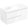 Mexen Orio armoire de salle de bain 90 cm avec lavabo Vela gauche, 2S, 1D, blanc brillant - 91A13-09047-3-BBFFF00-W23L00