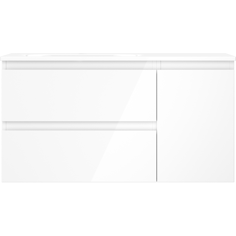 Mexen Orio armoire de salle de bain 90 cm avec lavabo Vela gauche, 2S, 1D, blanc brillant - 91A13-09047-3-BBFFF00-W23L00