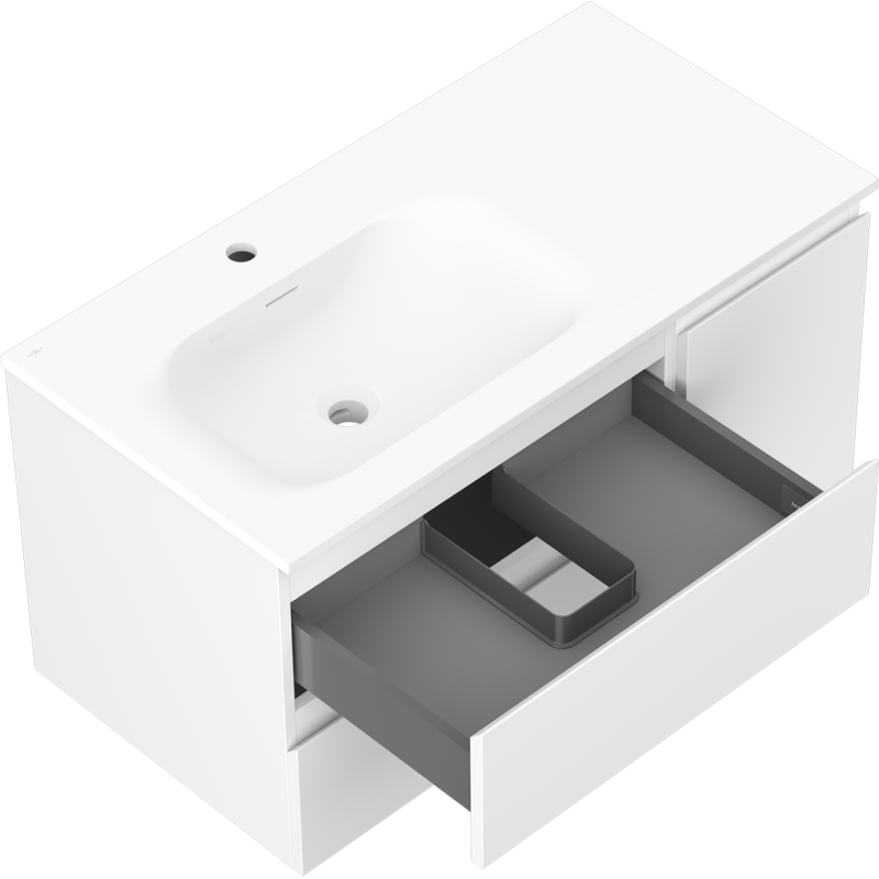 Mexen Orio armoire de salle de bain 90 cm avec lavabo Vela gauche, 2S, 1D, blanc mat - 91A13-09047-3-BBFFFF01-W23L01