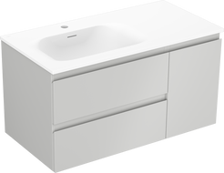Mexen Orio Armoire de salle de bain 90 cm avec lavabo Vela à gauche, 2S, 1D, gris mat/blanc mat - 91A13-09047-3-BBFFF62-W23L01