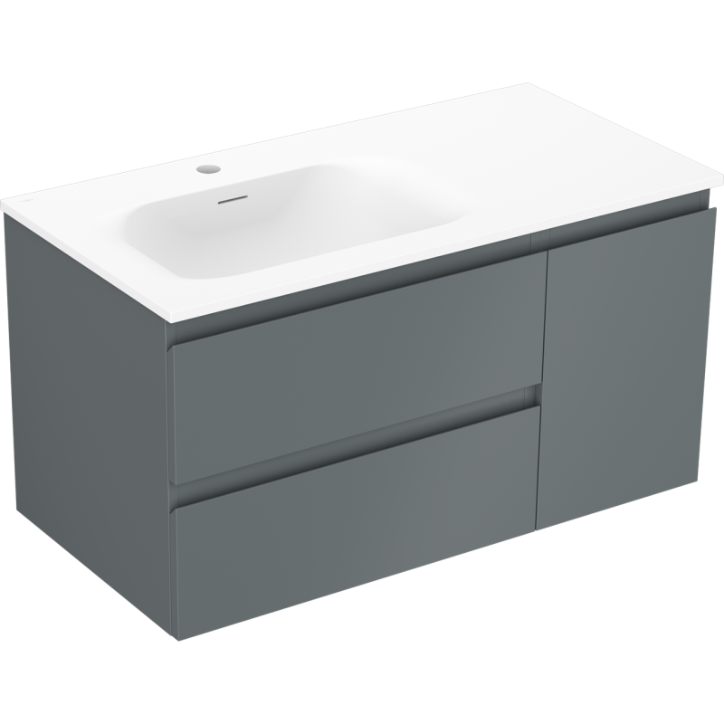 Mexen Orio meuble de salle de bain 90 cm avec lavabo Vela gauche, 2S, 1D, graphite mat/blanc mat - 91A13-09047-3-BBFFF66-W23L01