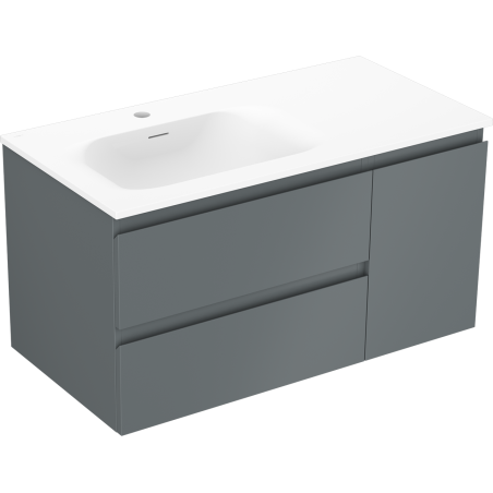 Mexen Orio meuble de salle de bain 90 cm avec lavabo Vela gauche, 2S, 1D, graphite mat/blanc mat - 91A13-09047-3-BBFFF66-W23L01