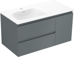 Mexen Orio armoire de salle de bain 90 cm avec lavabo Vela gauche, 2S, 1D, graphite mat/blanc mat - 91A13-09047-3-BBFFF66-W23L01