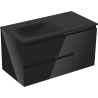 Mexen Orio meuble de salle de bain 90 cm avec lavabo Vela gauche, 2S, 1D, noir brillant/noir mat - 91A13-09047-3-BBFFF70-W23L71