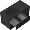 Mexen Orio meuble de salle de bain 90 cm avec lavabo Vela à gauche, 2S, 1D, noir mat - 91A13-09047-3-BBFFF71-W23L71