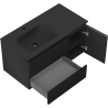 Mexen Orio meuble de salle de bain 90 cm avec lavabo Vela à gauche, 2S, 1D, noir mat - 91A13-09047-3-BBFFF71-W23L71
