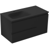 Mexen Orio armoire de salle de bain 90 cm avec lavabo Vela à gauche, 2S, 1D, noir mat - 91A13-09047-3-BBFFF71-W23L71