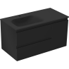 Mexen Orio meuble de salle de bain 90 cm avec lavabo Vela à gauche, 2S, 1D, noir mat - 91A13-09047-3-BBFFF71-W23L71