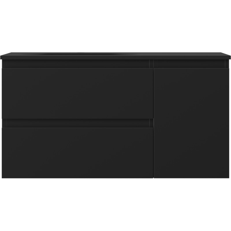 Mexen Orio armoire de salle de bain 90 cm avec lavabo Vela à gauche, 2S, 1D, noir mat - 91A13-09047-3-BBFFF71-W23L71