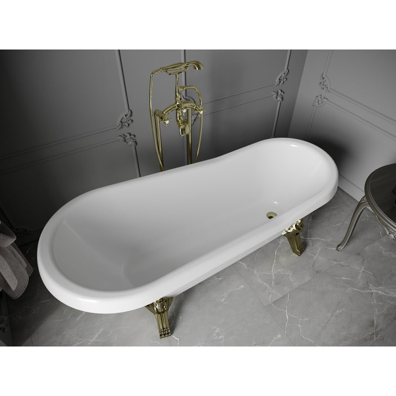 Mexen Retro baignoire autoportante 170 x 75 cm, blanche, pieds dorés - 53251707500-50