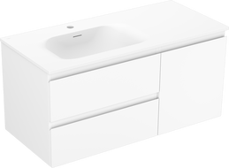 Mexen Orio meuble de salle de bain 100 cm avec lavabo Vela gauche, 2S, 1D, blanc mat - 91A13-10047-3-BBFFFF01-W23L01