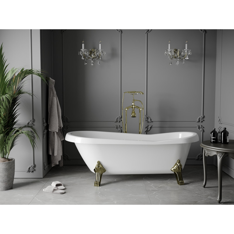 Mexen Retro baignoire autoportante 170 x 75 cm, blanche, pieds dorés - 53251707500-50