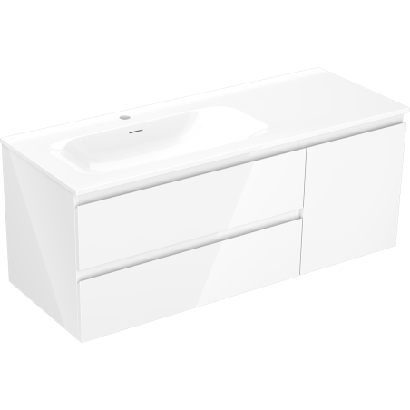 Mexen Orio armoire de salle de bain 120 cm avec lavabo Vela gauche, 2S, 1D, blanc brillant - 91A13-12047-3-BBFFF00-W23L00