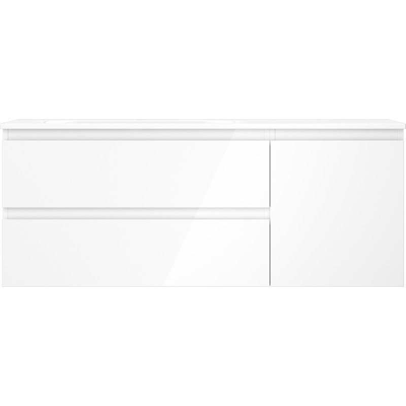 Mexen Orio armoire de salle de bain 120 cm avec lavabo Vela gauche, 2S, 1D, blanc brillant - 91A13-12047-3-BBFFF00-W23L00