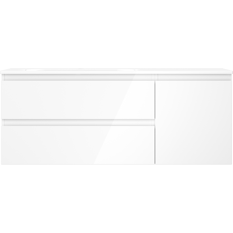 Mexen Orio meuble de salle de bain 120 cm avec vasque Vela gauche, 2T, 1P, blanc brillant - 91A13-12047-3-BBFFF00-W23L00