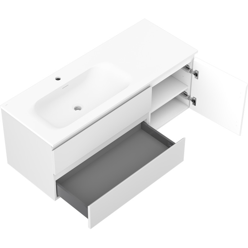 Mexen Orio armoire de salle de bain 120 cm avec lavabo Vela gauche, 2S, 1D, blanc mat - 91A13-12047-3-BBFFFF01-W23L01