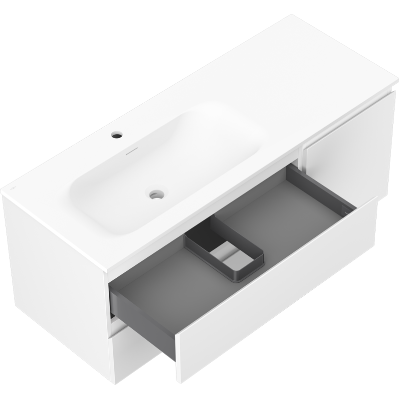 Mexen Orio meuble de salle de bain 120 cm avec lavabo Vela gauche, 2S, 1D, blanc mat - 91A13-12047-3-BBFFFF01-W23L01