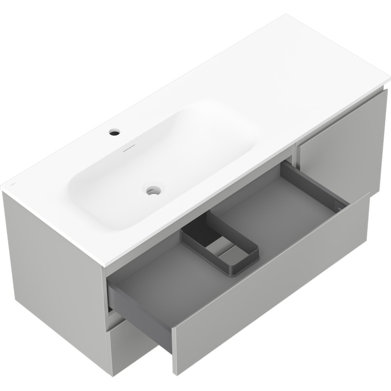 Mexen Orio armoire de salle de bain 120 cm avec lavabo Vela à gauche, 2S, 1D, gris mat/blanc mat - 91A13-12047-3-BBFFF62-W23L01