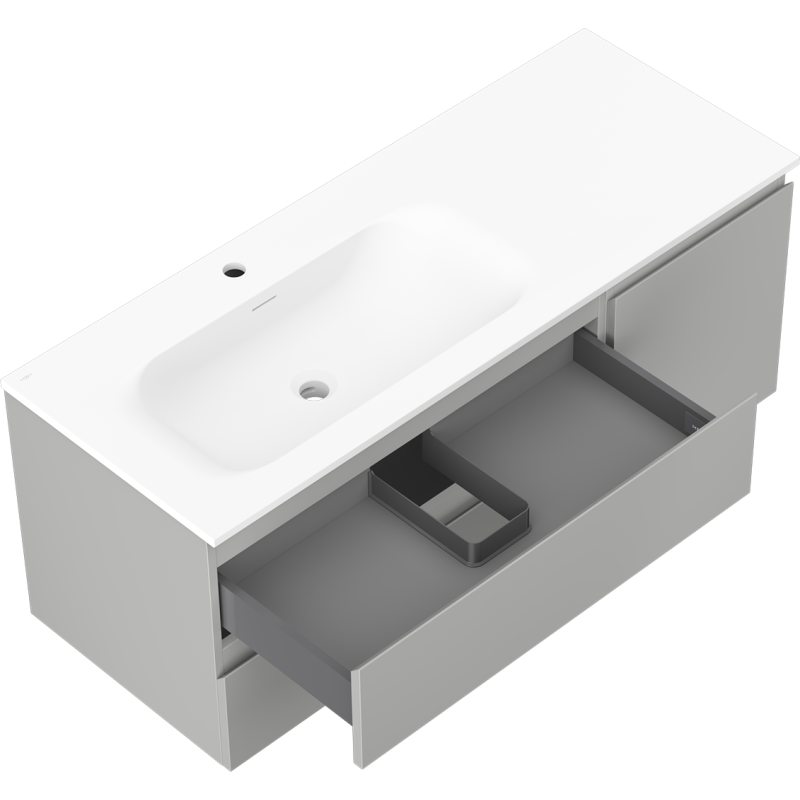 Mexen Orio meuble de salle de bain 120 cm avec lavabo Vela gauche, 2S, 1D, gris mat/blanc mat - 91A13-12047-3-BBFFF62-W23L01