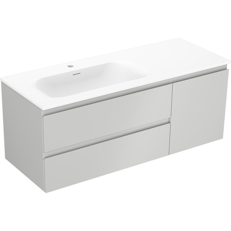 Mexen Orio meuble de salle de bain 120 cm avec lavabo Vela gauche, 2S, 1D, gris mat/blanc mat - 91A13-12047-3-BBFFF62-W23L01