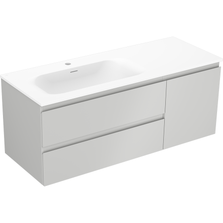 Mexen Orio armoire de salle de bain 120 cm avec lavabo Vela à gauche, 2S, 1D, gris mat/blanc mat - 91A13-12047-3-BBFFF62-W23L01