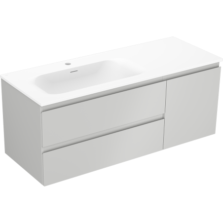 Mexen Orio meuble de salle de bain 120 cm avec lavabo Vela gauche, 2S, 1D, gris mat/blanc mat - 91A13-12047-3-BBFFF62-W23L01