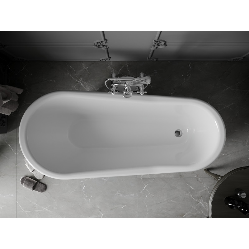 Mexen Retro baignoire autoportante 170 x 75 cm, blanche/noire, pieds chromés - 53251707575-00