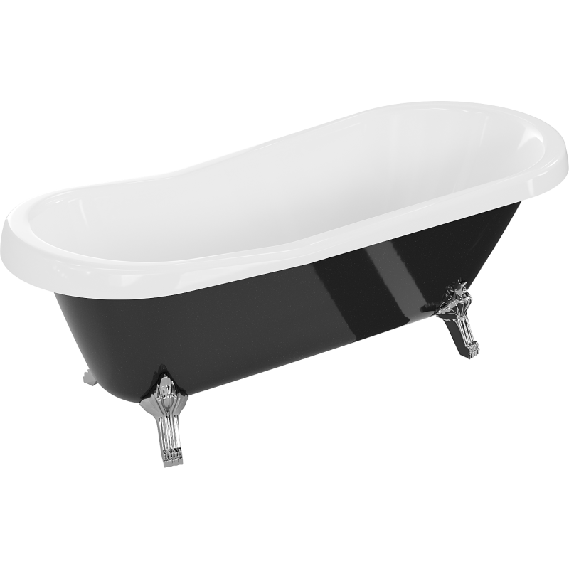 Mexen Retro baignoire autonome 170 x 75 cm, Blanc/Noir, pieds Chrome - 53251707575-00